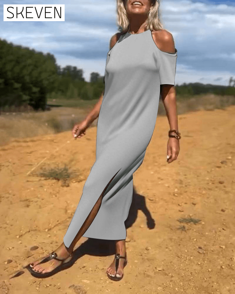 Modisches, lässiges, schulterfreies, figurbetontes Kleid