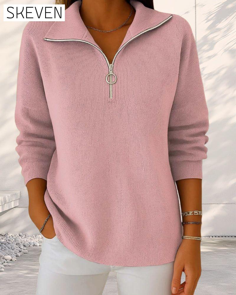 Modischer Pullover mit halbem Reißverschluss