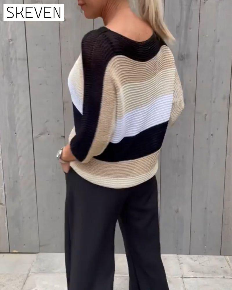 Pullover mit Farbblock-Design und Rundhalsausschnitt