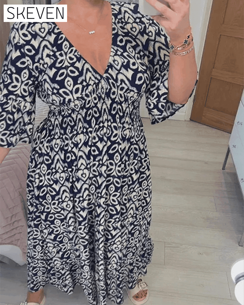 Red Printed Maxi Dress Navy blue 23BF Casual Dresses Clothes discount Dresses Summer