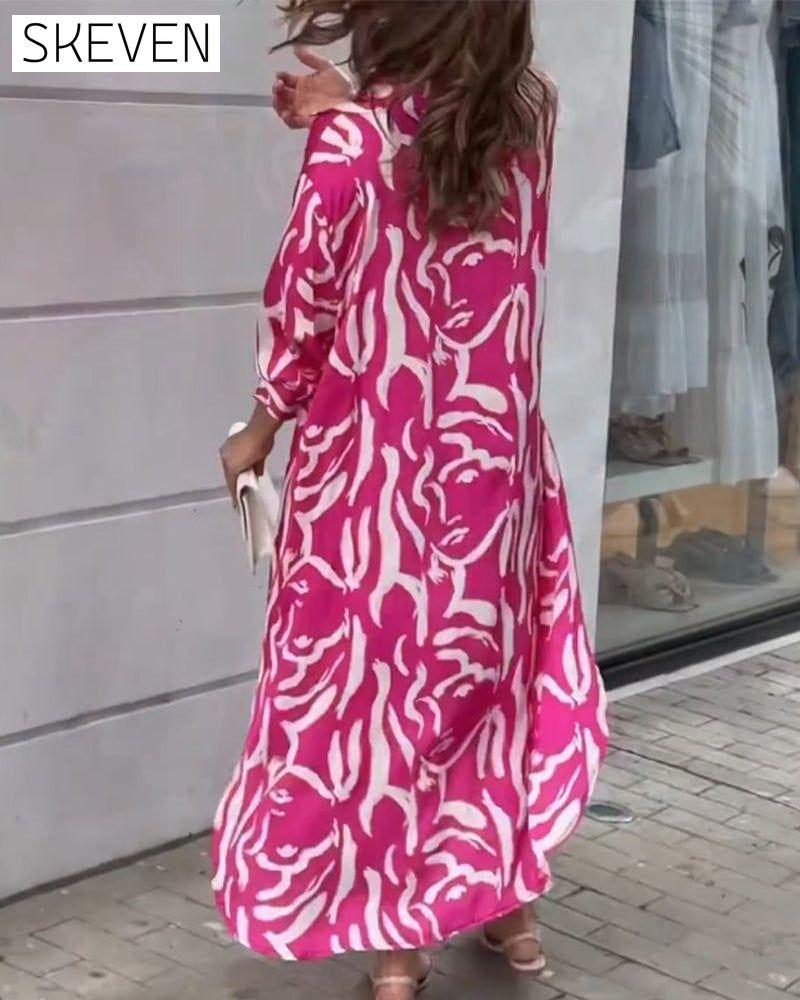 Lapel fashion dress in print 23BF Casual Dresses Clothes Dresses SALE Spring Summer