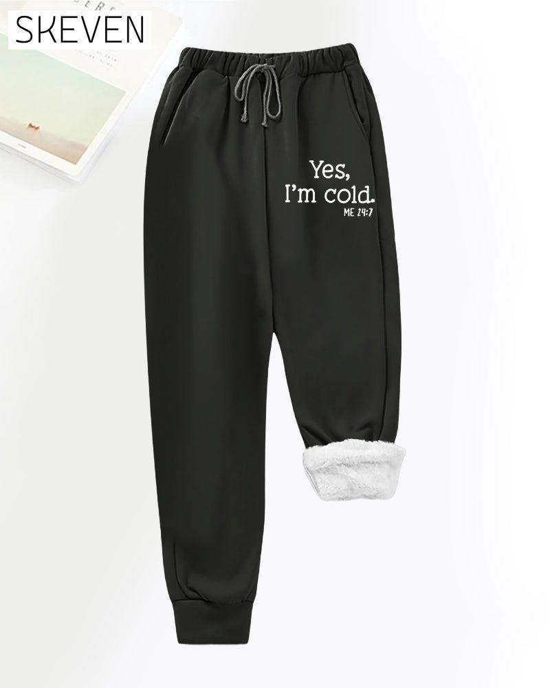 Freizeithose aus Fleece mit Buchstabenprint