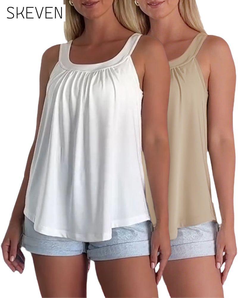 Set aus trägerlosem, plissiertem, einfarbigem Tanktop