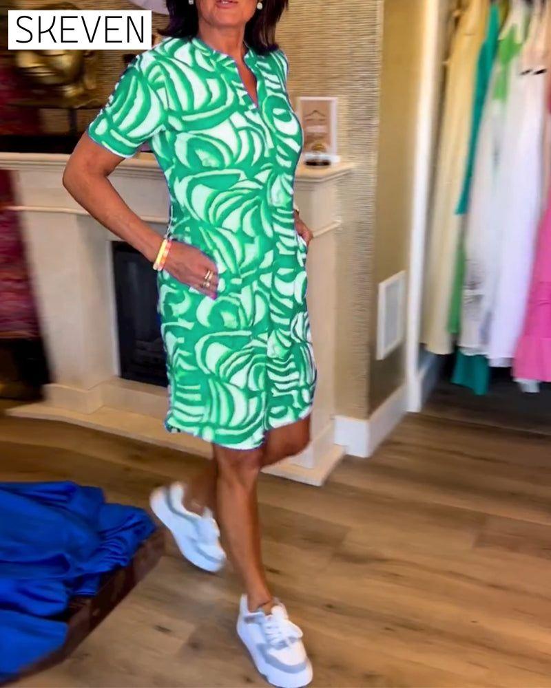Lässiges Kurzarmkleid mit Print