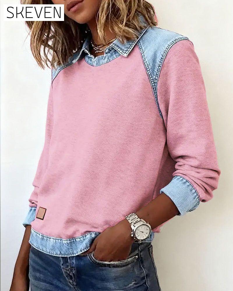Fashionable Lapel Long-Sleeved Blouse