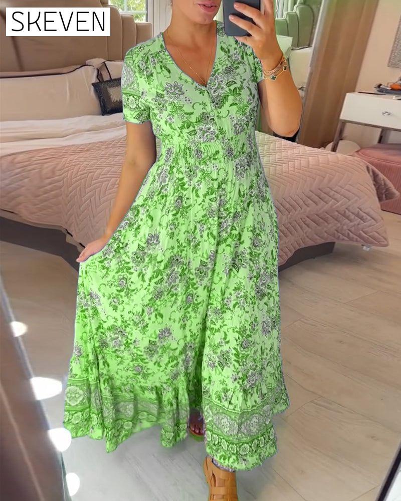 Floral print v-neck dress