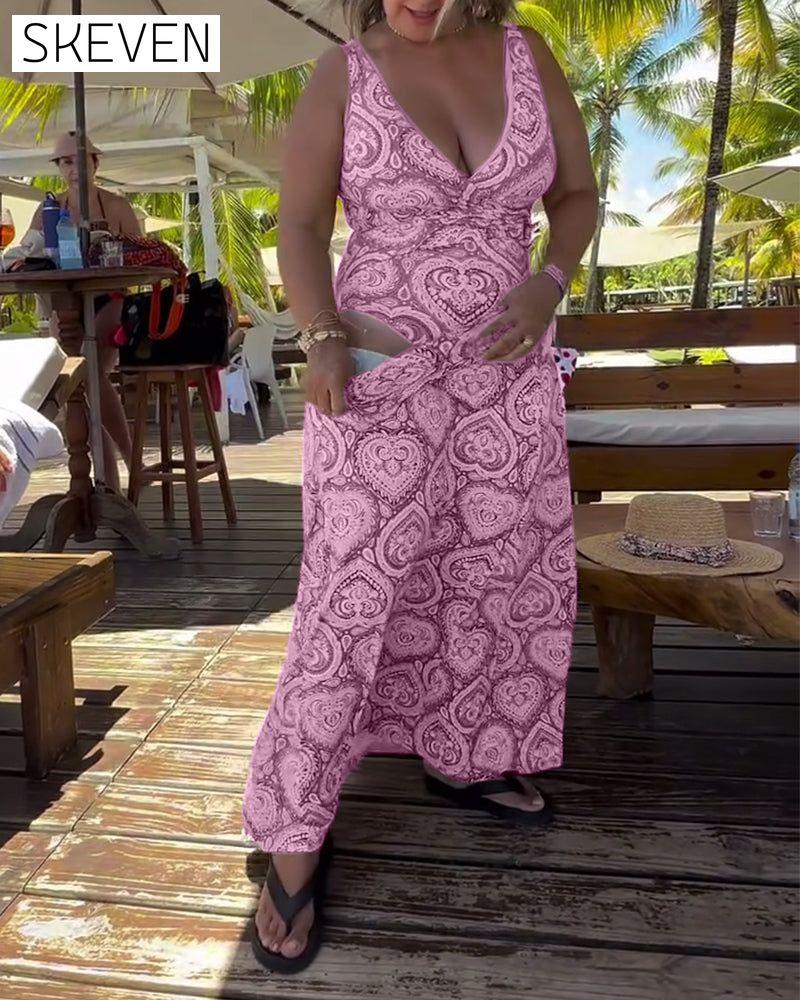 Strapless Heart Holiday Print Swimsuit