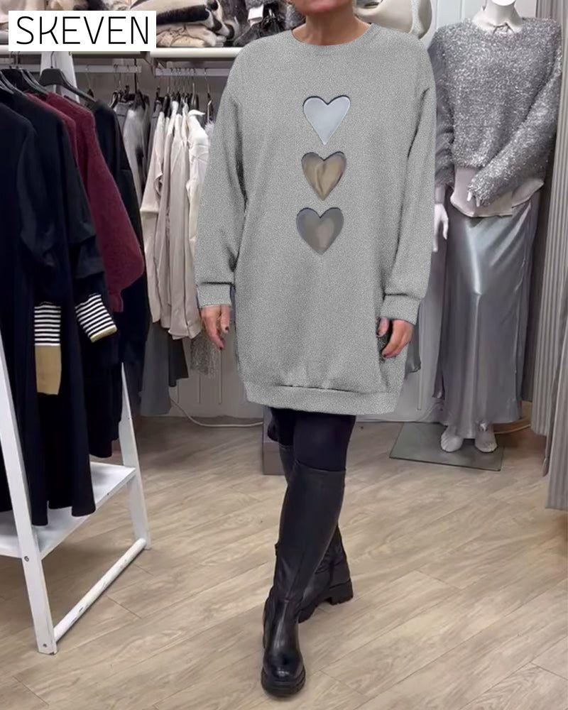 Casual Heart Pattern Shift Dress