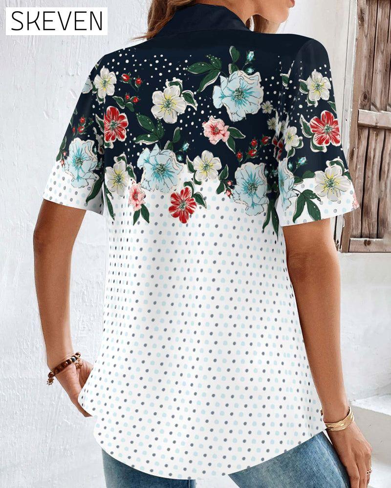 Bluse mit V-Ausschnitt und Blumenmuster