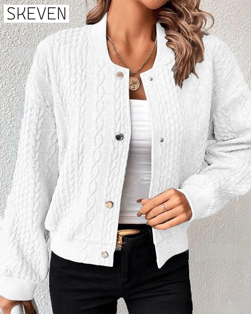 Einfarbige Strickjacke mit Knopfleiste