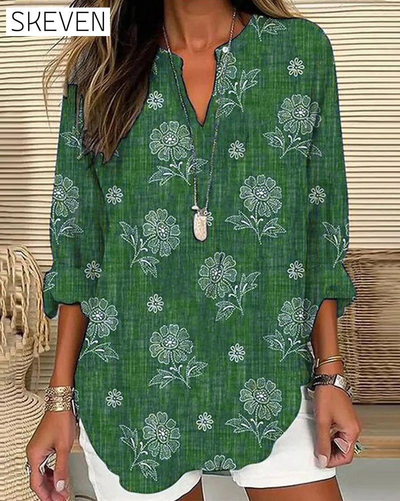 blouse décontractée à imprimé floral