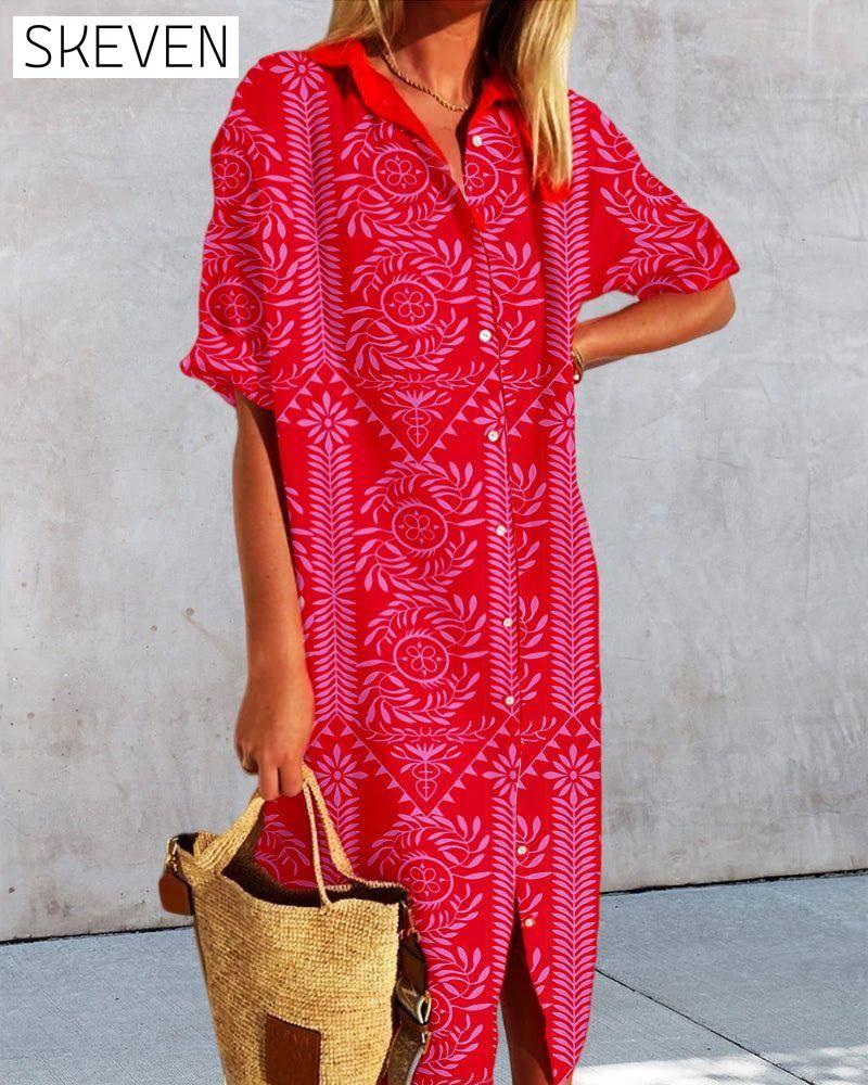 Printed shirt dress 23BF Casual Dresses Clothes Dresses Spring Summer