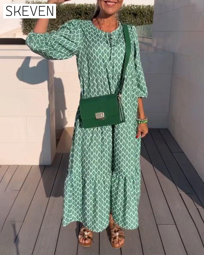 Modisches Kleid mit Rundhalsausschnitt und Print