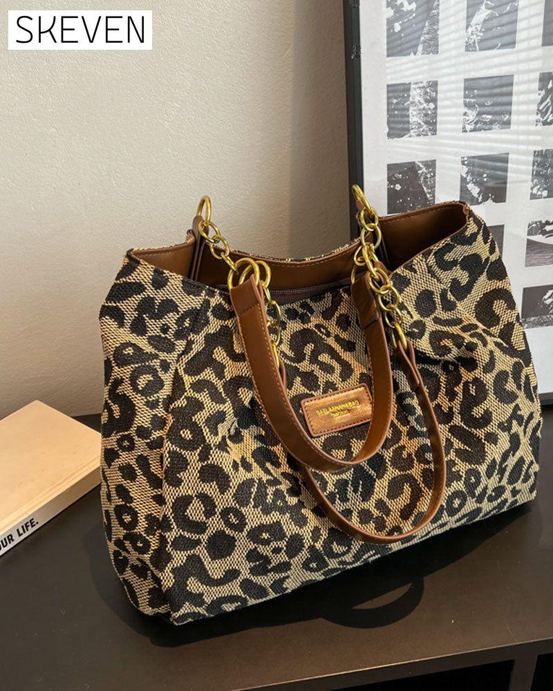 Schultertasche mit Leopardenmuster