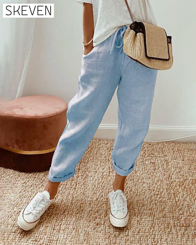 Pantalon en pur coton uni