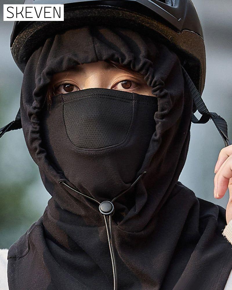 Hooded face mask with neck warmer for cycling