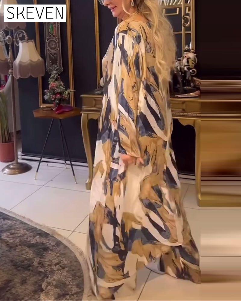 Irregular printed elegant two-piece set