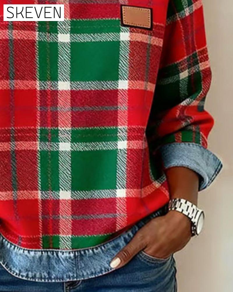 Kariertes Patchwork-Sweatshirt