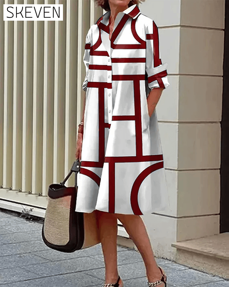 Kleid mit geometrischem Taschenmuster