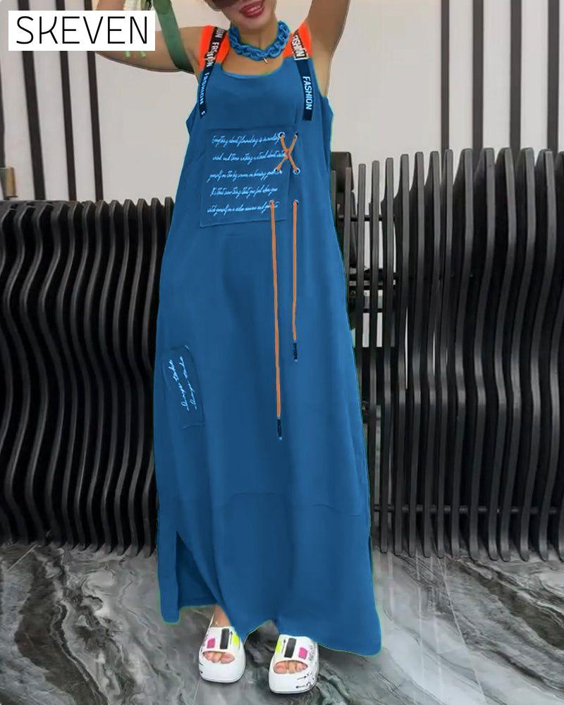 Ärmelloses Kleid mit personalisiertem Buchstabenprint