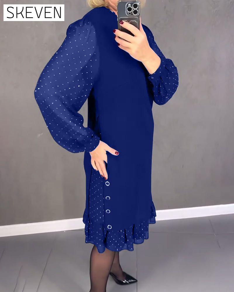 Langärmeliges Kleid mit Polka-Dots