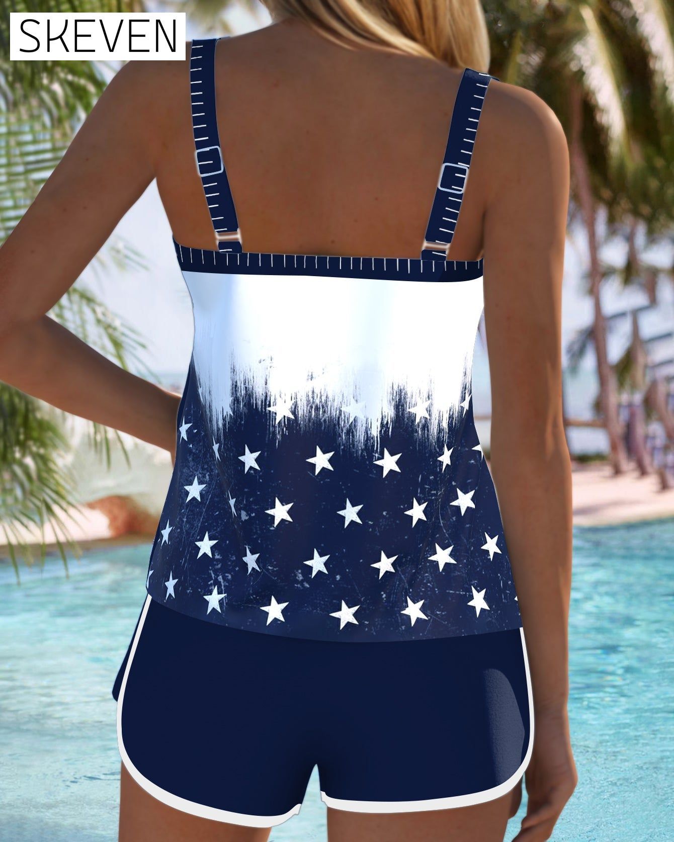 American Flag Heart Print Two-Piece Tankini