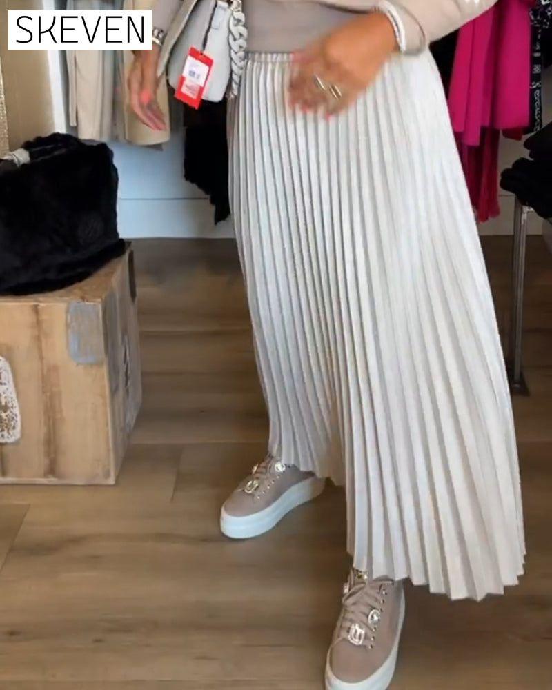 Pleated solid color dress