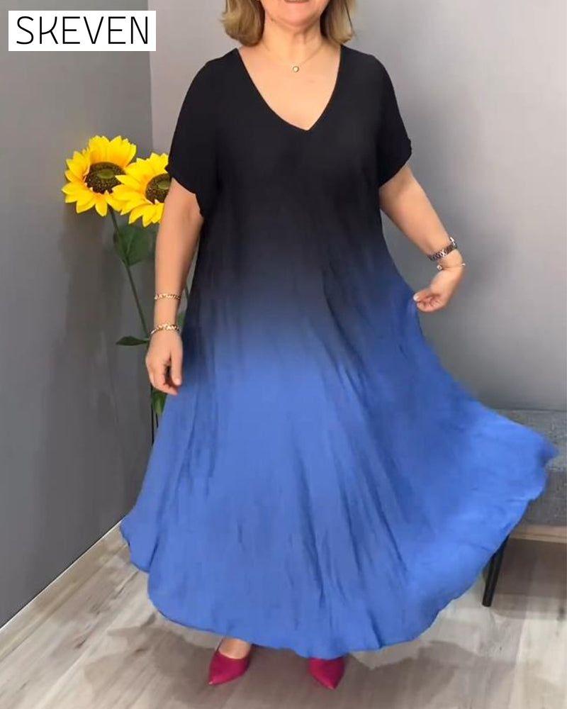 Lässiges Faltenkleid im Ombré-Stil