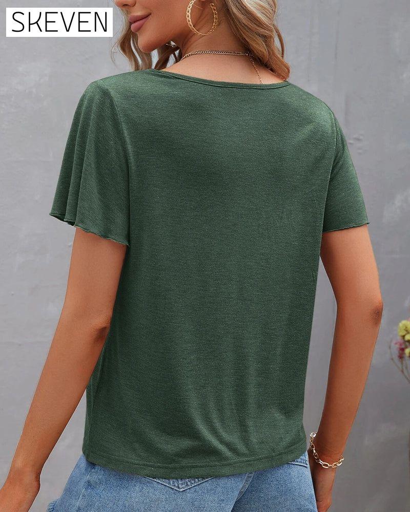 einfarbiges T-Shirt mit Cut-Outs