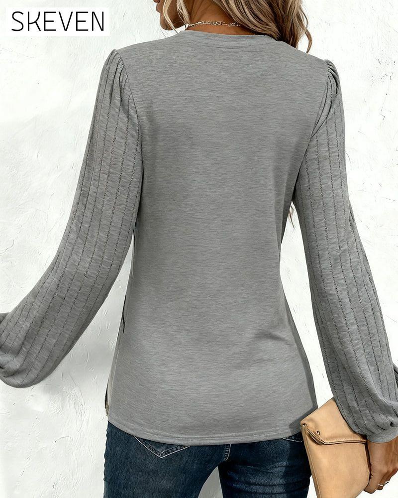 Striped Print Lantern Sleeve Top