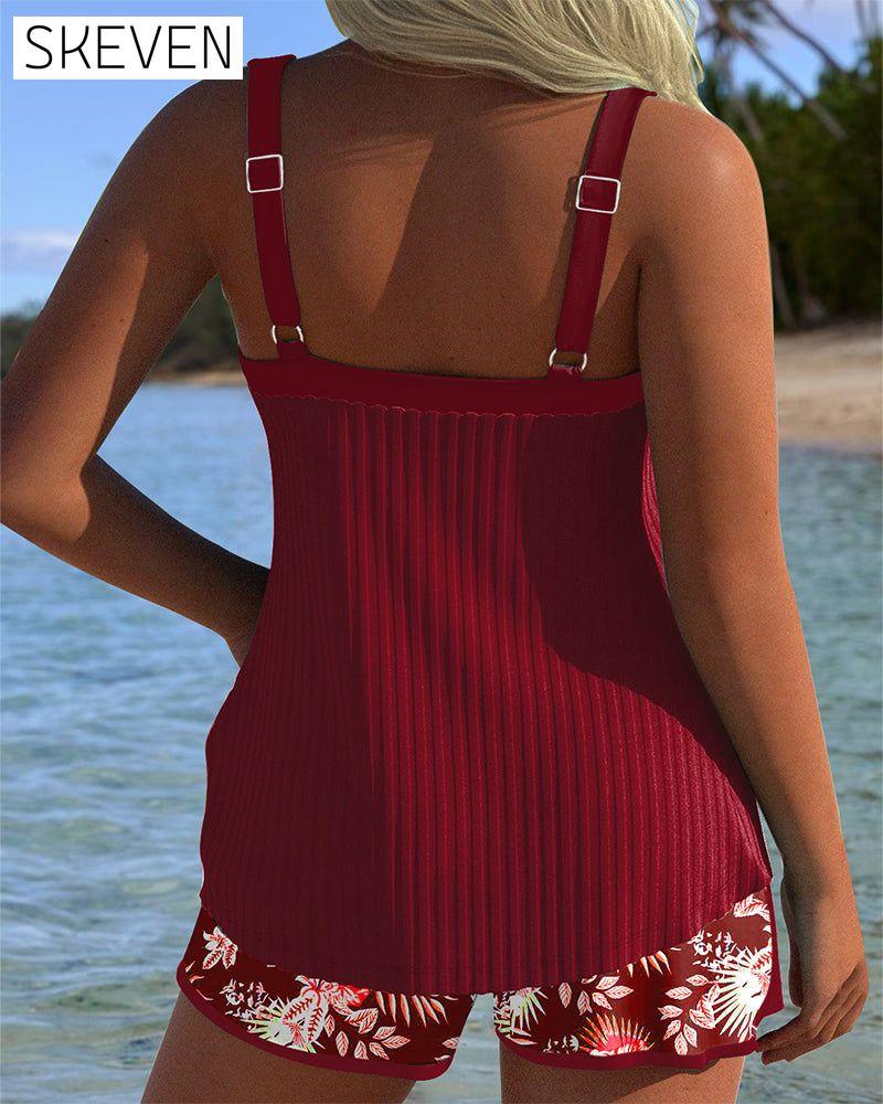 Striped Two-Piece Beach Shorts Tankini