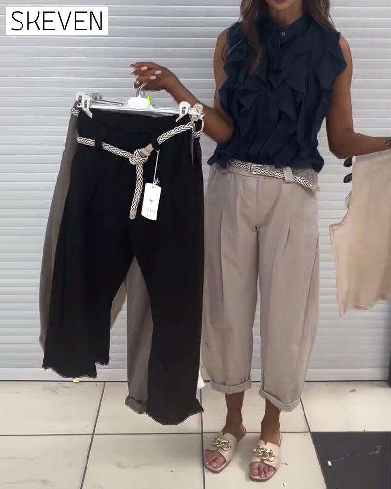 Designer Ruffle Sleeveless Tank Top