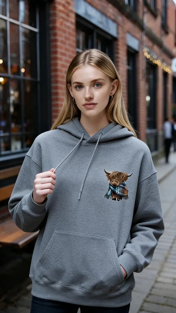 🎄🎅2026 CHRISTMAS SALE 70% OFF!!🎁Cute Highland Cow Cozy Fleece-Lined Hooded Sweatshirt🦬