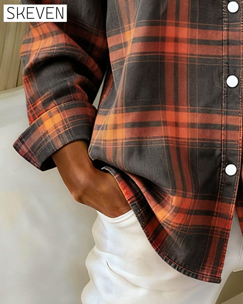 Chemise à carreaux à revers