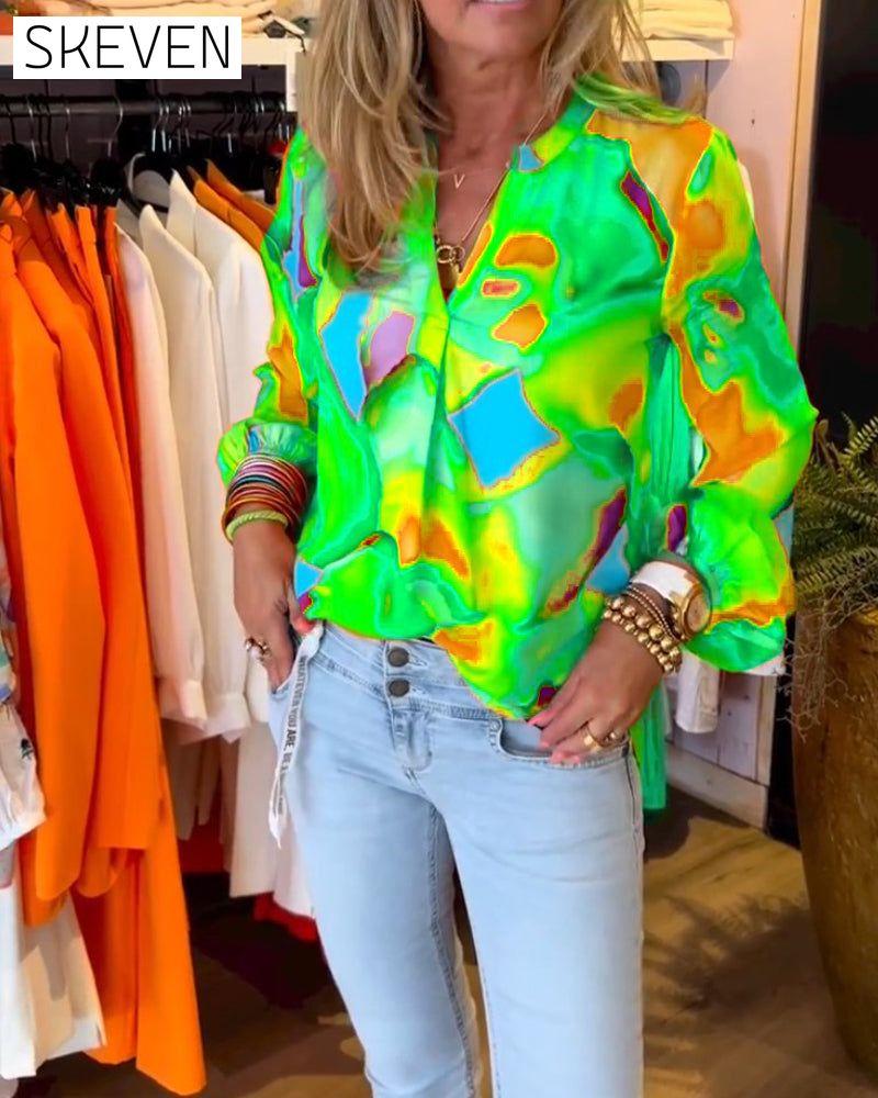 Blouse décontractée colorée à manches longues