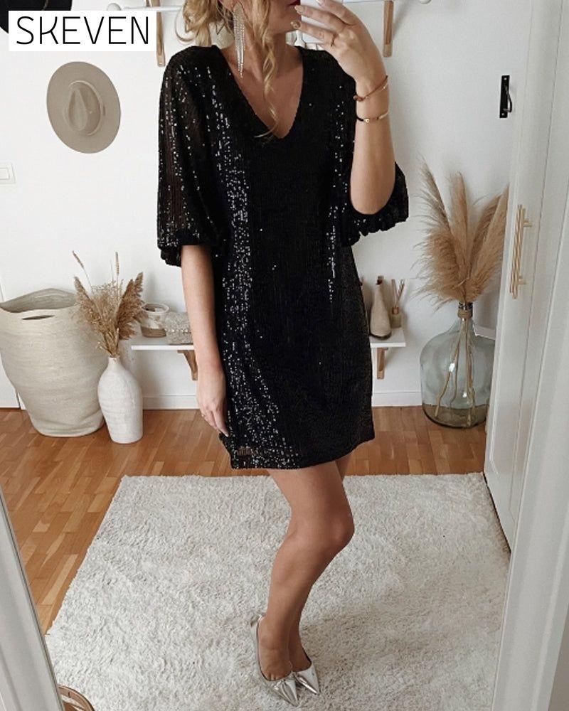 Sequin V-neck party Dress