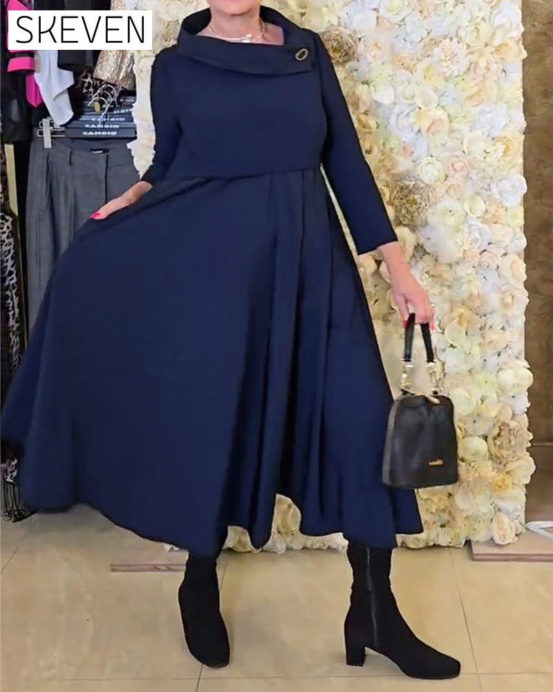 Modisches, einfarbiges A-Linien-Kleid für die Straße