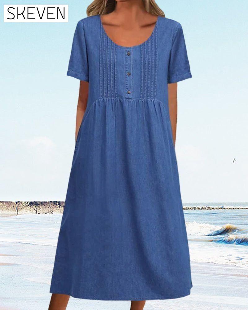 Denim short sleeve dress 23BF Casual Dresses Clothes Dresses
