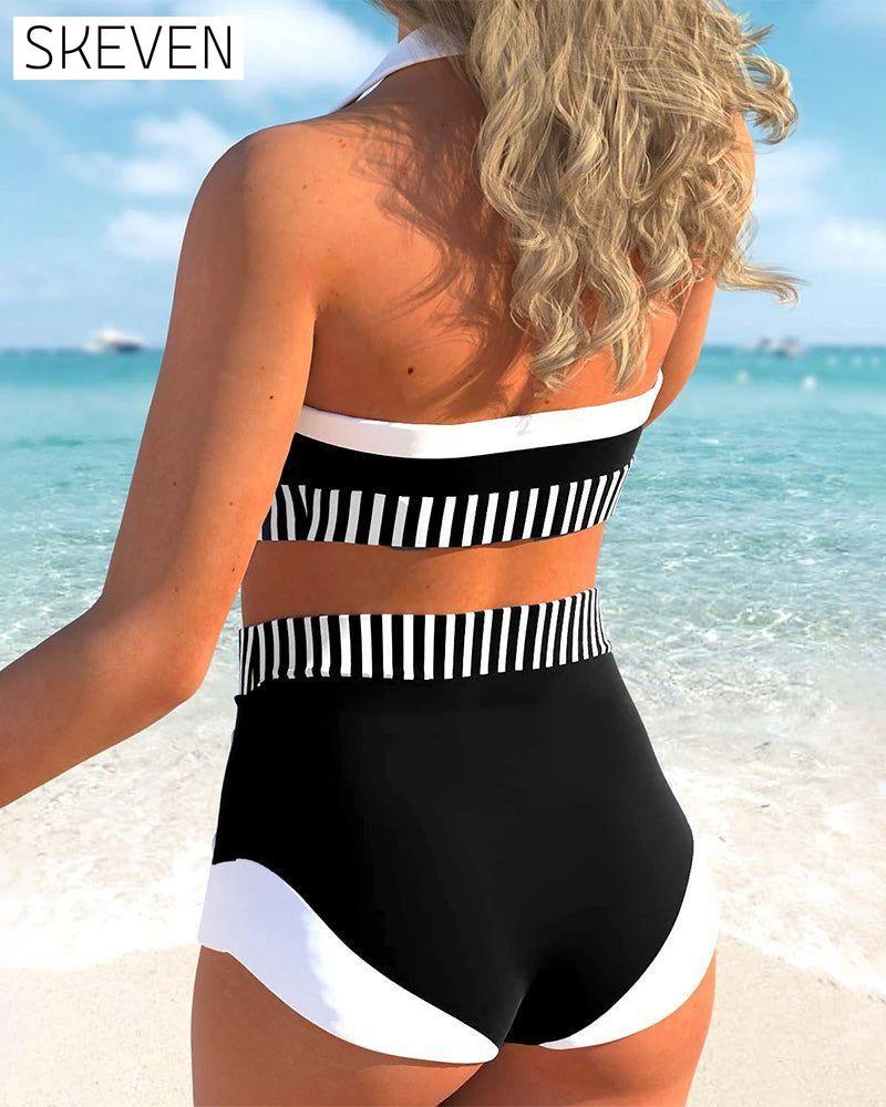 Color Block Halter Bikini 23BF Bikinis Clothes SALE Summer Swimwear