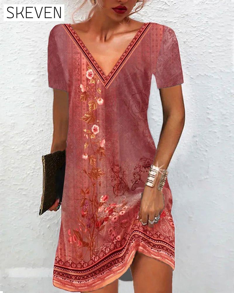 Kleid mit Blumenmuster und kurzen Ärmeln