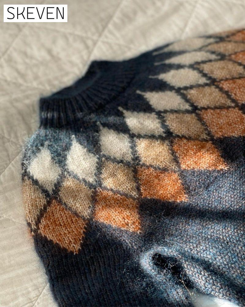 Geometric diamond jacquard pullover