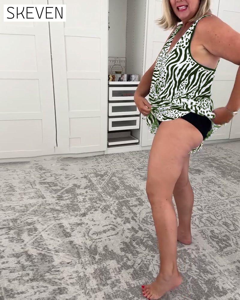 Zebra-Print Slim Fit Badeanzug