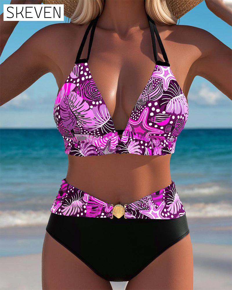 Bikini imprimé sexy à dos nu