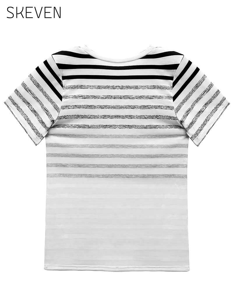 T-shirt rayé à manches courtes et col rond
