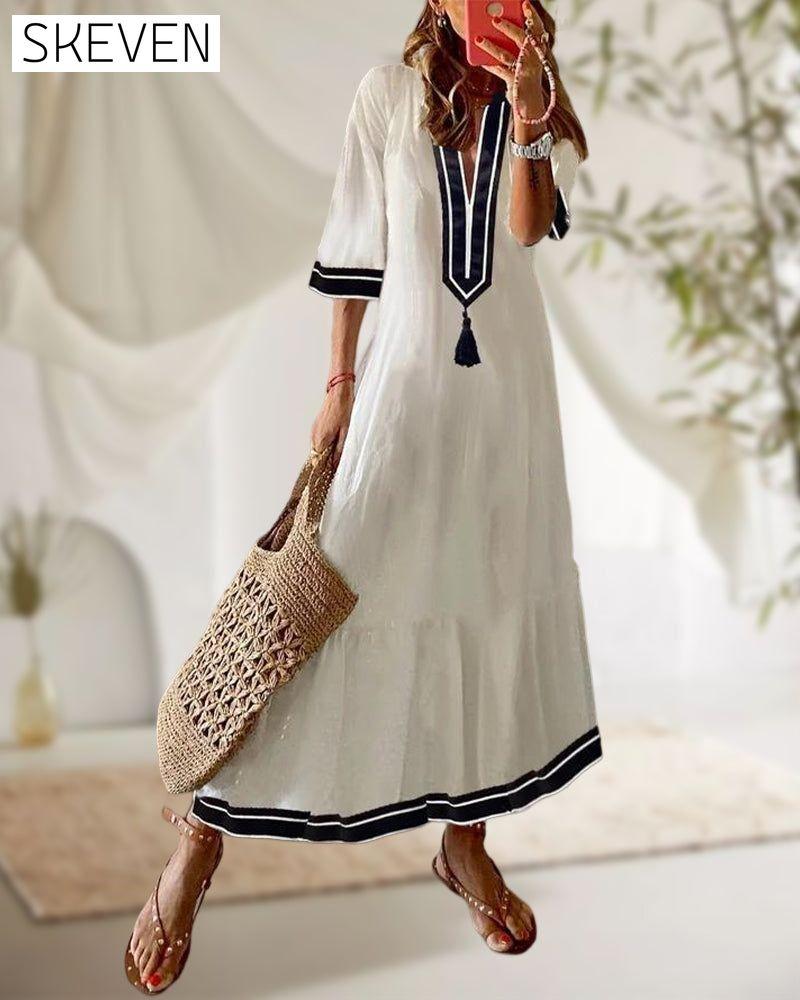 Sailor Blue White Tassel Dress Casual Dresses Clothes Dresses SALE Spring Summer