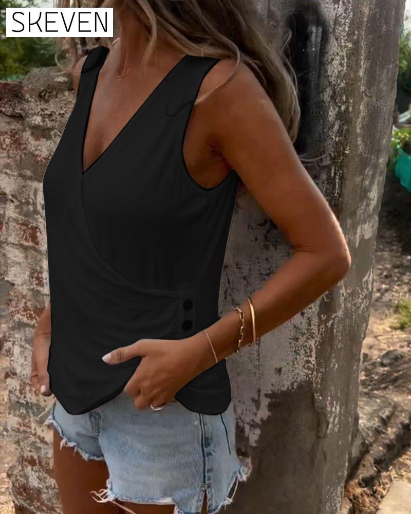 Buttoned and Sleeveless Versatile Vest