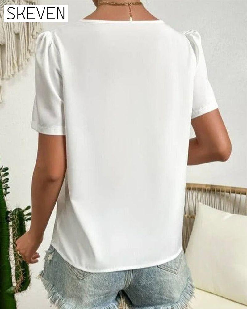 Classy plain short sleeve top 23BF clothes Short Sleeve Tops Summer T-shirts Tops/Blouses