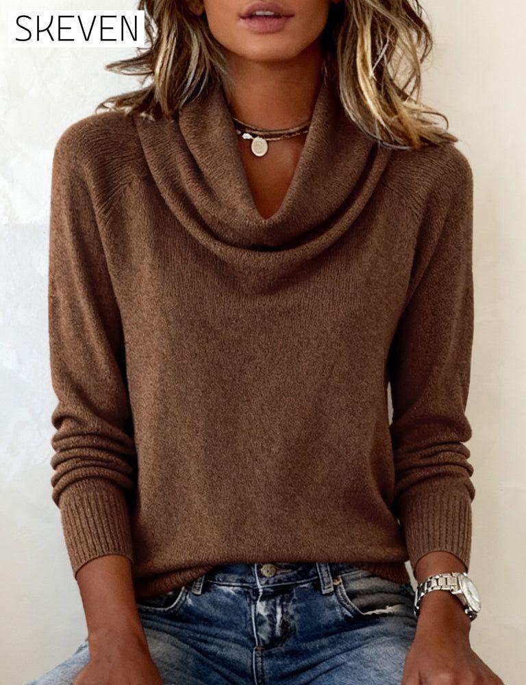 Fashionable Long-Sleeved Pile Collar Jumper