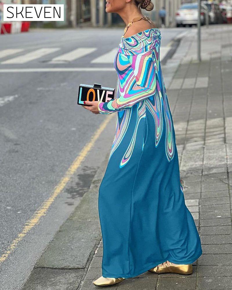 Long sleeve off shoulder elegant maxi dress