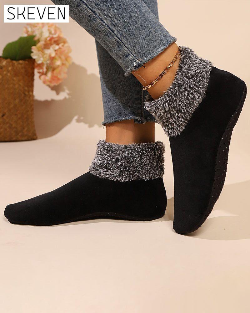Chaussettes montantes antidérapantes en peluche